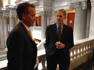 Nelson Campbell and Rep. Tom Riner strategize on how to get their bill passed to advance the health of people in Kentucky